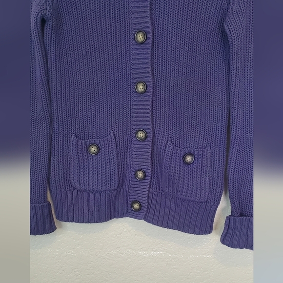 💚5/$25 Banana Republic Purple Button-Up Women's Knit Cardigan Sweater Size XS - Picture 2 of 5